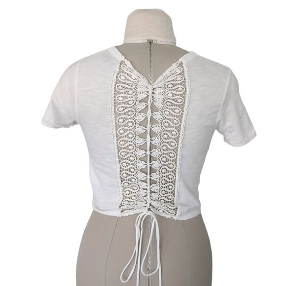 Topshop Crochet Back  Cropped Tee - Picture 1 of 4